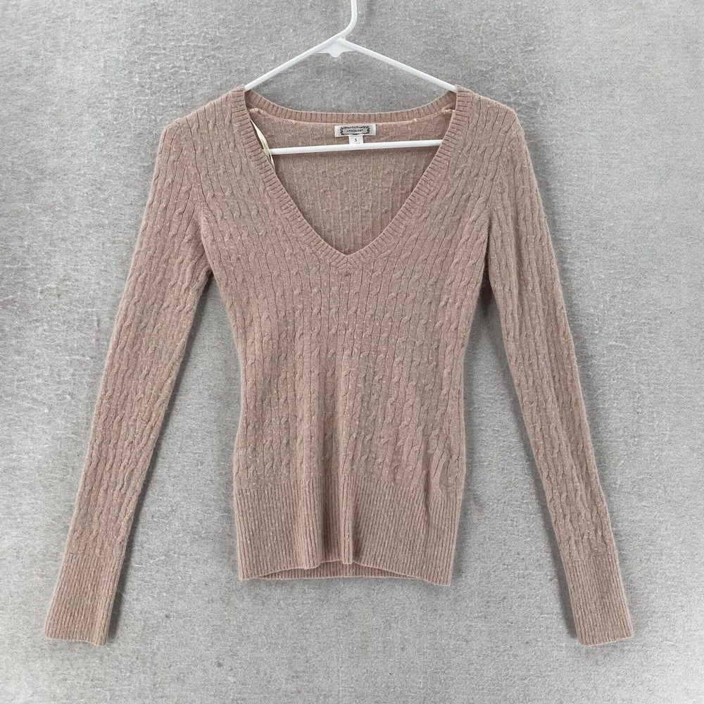 Anthropologie APHORISM Sweater‎ SMALL Angora Rabbit Hair Lambs Wool Cable Knit